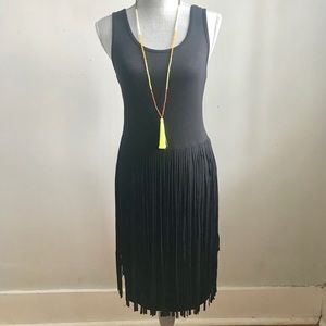 Black Knit Fringe Dress Sz S